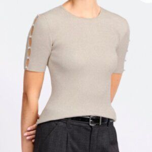 Les Serein Sara Crewneck Button Short Sleeve Sweater – Size Small